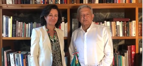 Ana Botín y Andrés Manuel López Obrador. (Captura de pantalla)