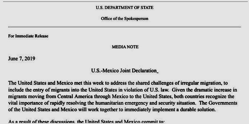 Declaración conjunta México-USA. (Especial)